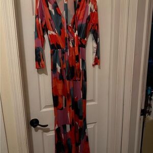 Abstract Multicolor Maxi Dress